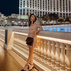 ASOS Pink Sequin Long Sleeve Mini Dress